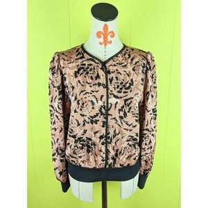 Stunning VTG C&A Your Sixth Sense Womens 10 Brown Black Jacket Blouse Top Floral